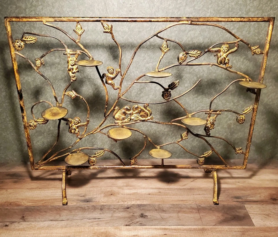 Antique India Diya Puja Candle Holder Iron Hand Forged Monkey 28"x23" In Diwali. - Image 2 of 4