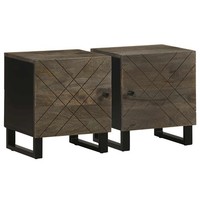 Nachttische2Er Set Schwarz 40X33X46 Cm Massivholz Mango