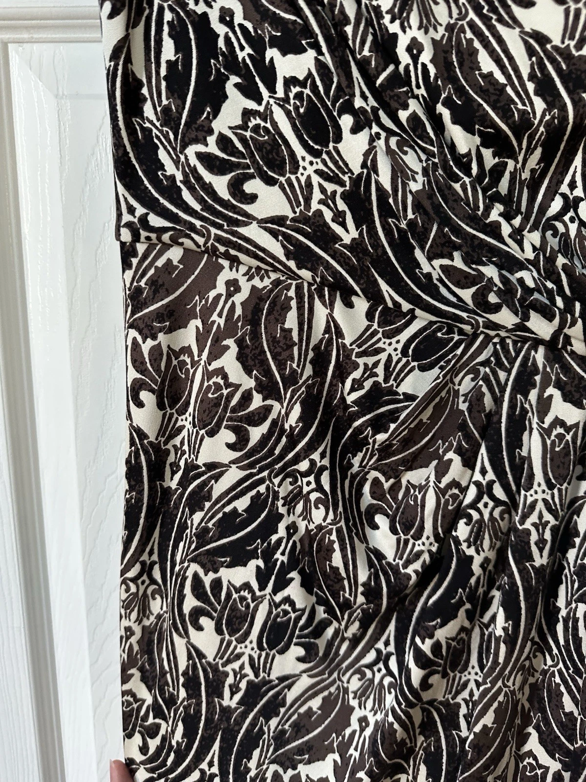 Abito Tory Burch senza maniche Odila avorio arabesco seta avvolgente taglia XS