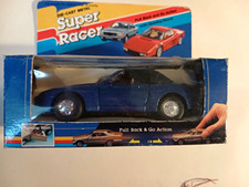 Super Racer 1:36 Blue Diecast Pull Back Car Opening Doors Boxed 1001-4