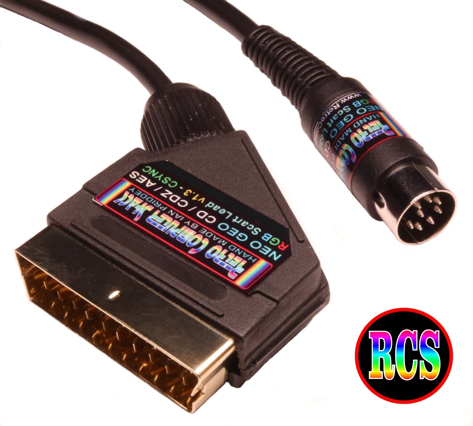 SNK Neo Geo CD, CDZ & AES High Quality RGB Scart Lead Video Cable TV Lead 2mtr