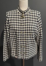 St. John Collection-Marie Gray Santana Black  Ivory Houndstooth Knit Jacket
