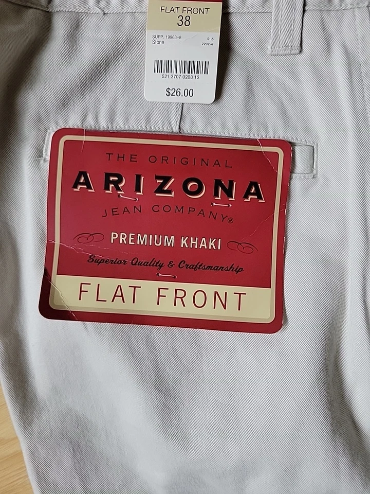 Pantalones Cortos Arizona Para Hombre Calce Clásico Frente Plano Talla 38 Premium Caqui Nuevos Foto 4 de 4