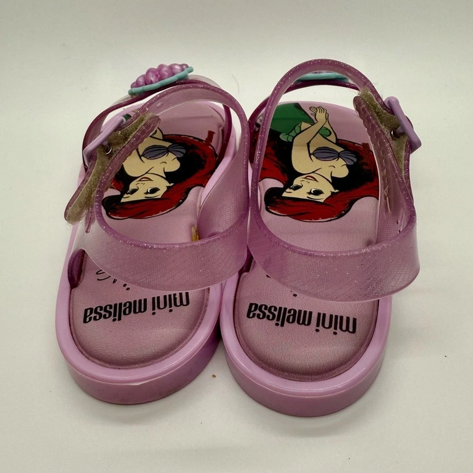 Mini Sandalias Melissa Mar Rosa Brillo Disney Sirenita Ariel - Talla 10 Foto 4 de 4