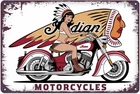 Vintage Pinup Girl on Indian Motorcycle Tin Metal Signs Home Décor 8x12