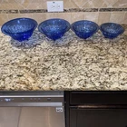 Hazel-Atlas 4 COBALT BLUE Rimmed Mixing Bowls 1930's Glass Ribbed Depression