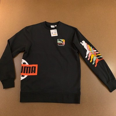 Puma Classics Brand Love Men's Size Small Black Crew Neck Sweatshirt NWT-Quant2
