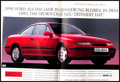 Opel Calibra/Calibra 16 V, original advertising from 1990, double-sided!!