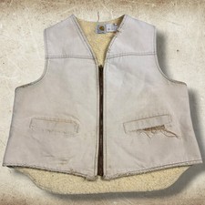 Vintage Carhartt Vest Men s Size XL Tan Duck Canvas Sherpa Lined 6SV USA Union