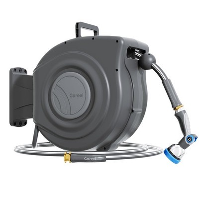 Retractable Garden Hose Reel 1/2 in x 65 ft Heavy Duty Automatic Water Hose R...
