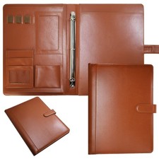 KUZARVO Leather Portfolio Binder 3 Rings - Brown Padfolio Letter Size Writing