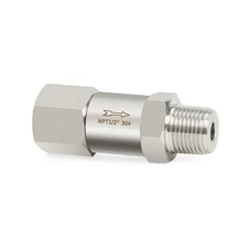 304 Stainless Steel In-Line Split Check Valve 1/2" NPT Male x 1/2" NPT Female