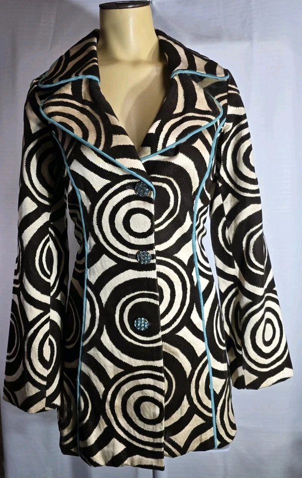 Chaqueta Abrigo 3 SISTERS Talla S Marrón Tostado Terciopelo Detalle Usable Arte Estrás  Foto 2 de 4