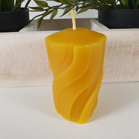 Bienenwachskerze Stumpenkerze Wellen Kerze 8 Cm - Bienenwachs Kerze