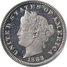 1883 Liberty V Nickel Pattern Proof J-1707 CAC Sticker PCGS PR64 OGH Strong S...