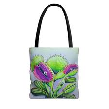 Premium Cyclops Venus Fly Trap Tote Bag, Original Artist Design, Reusable Shoppi