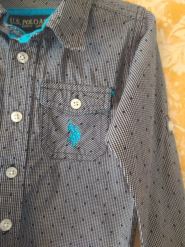 Camisa Polo Assn EE. UU. Niños 3T Niño Negro Manga Larga Botones Logo Bolsillos Foto 2 de 4