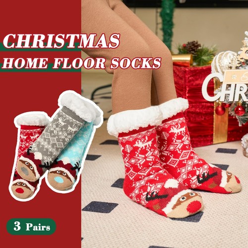 3 Pack Girls Fuzzy Socks Winter Warm Thick Thermal Fleece Lined Fluffy Home - Picture 2 of 5