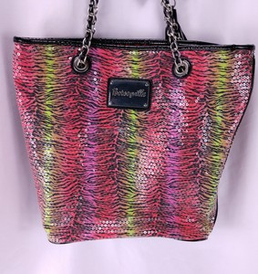 Details About Betsey Johnson Betseyville Tote Purse Sequin Neon Zebra Print Shoulder Bag