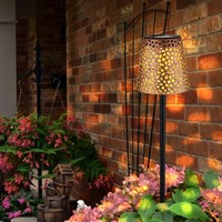 Steckleuchte Solarlampe Solarleuchte Wegelampe Wetterfest Erdspieß Akku Gold Led