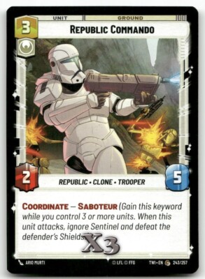Republic Commando #243 Star Wars Unlimited TOR NM X3