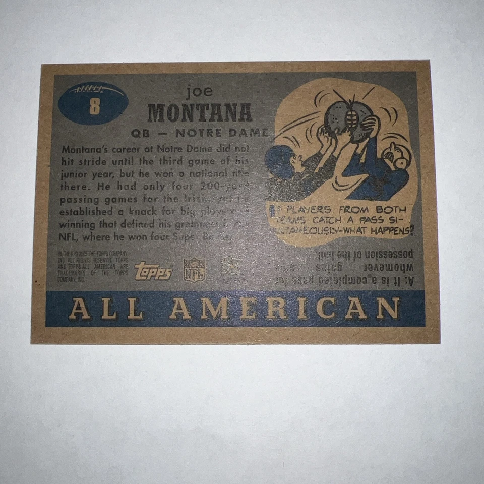 2005 Topps All American #8 Joe Montana - Image 2 of 2