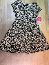 New Girl's Emily West Reversible Dress Leopard/Stripes Designs--Nice