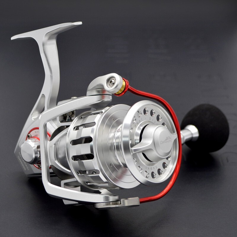 6000 Series Saltwater Fishing Spinning Reel 66 LB Drag Power Manually Reset  Bail