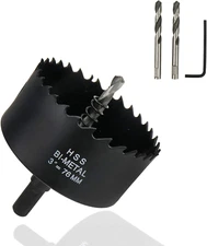 Hole Saw 3-inch Dia Hole Cutting Drill Bit for Drilling Holes in Wood, Plasti...