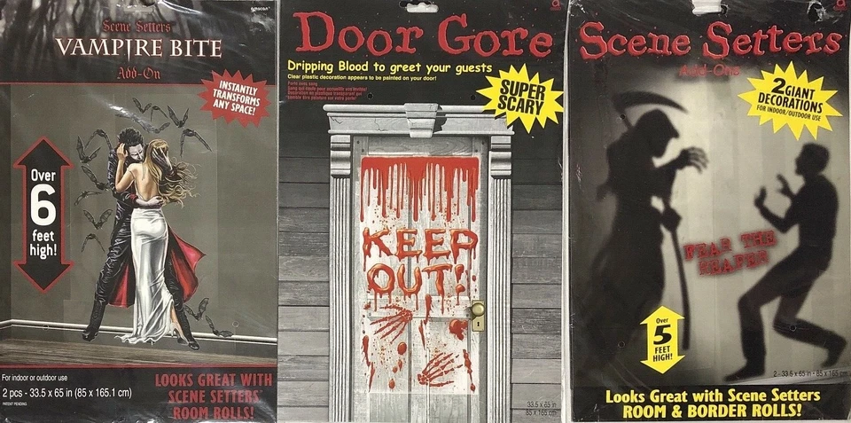 Pegatinas de pared para puerta de Halloween mordedura de vampiro calcomanía de piso decoración fiesta aterrador Foto 4 de 4