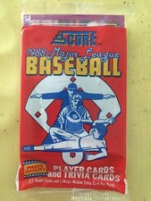 1988 Score Baseball Card Pack Danny Tartabull (Top) Ken Schrom (Back) Showing