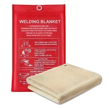 Fireproof Welding Blanket, 4 x 6 ft Heavy-Duty Fiberglass with Grommets