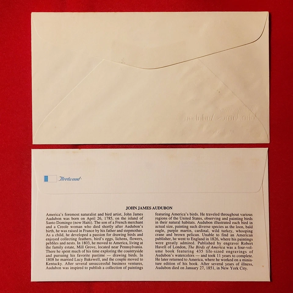 First Day of Issue John James Audubon Stamp Cache Envelope - Image 2 of 4