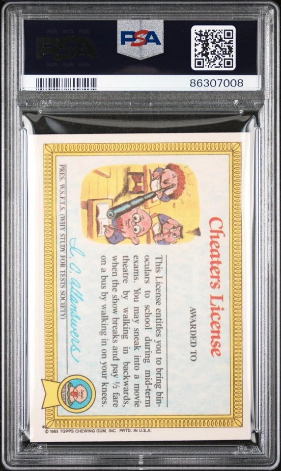 1985 Topps OS1 Garbage Pail Kids Series 1 Adam Bomb 8a Matte Card PSA 8 NM-M - Image 2 of 2