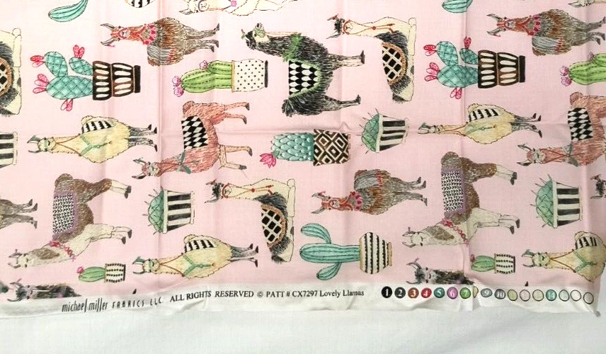 Michael Miller Fabrics New Fat Quarter Lovely Llamas  Multicolor on Pink Cotton - Image 3 of 4