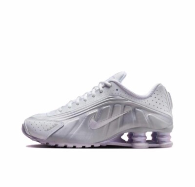 Nike Shox R4 White and Metallic Platinum Violet Purple HF5076-100 Womens Sizes