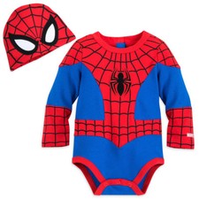 Marvel Spider-Man Boy Costume Hat Bodysuit Set Size 18/24 Month