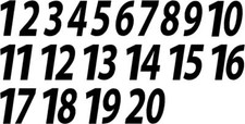 1-20 Numbers Black Sticker Vinyl Decals CHOOSE 1" - 8" V591