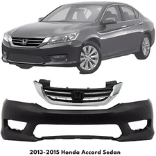Front Bumper Cover Fascia & Grille Assembly Kit For 2013-2015 Honda Accord Sedan