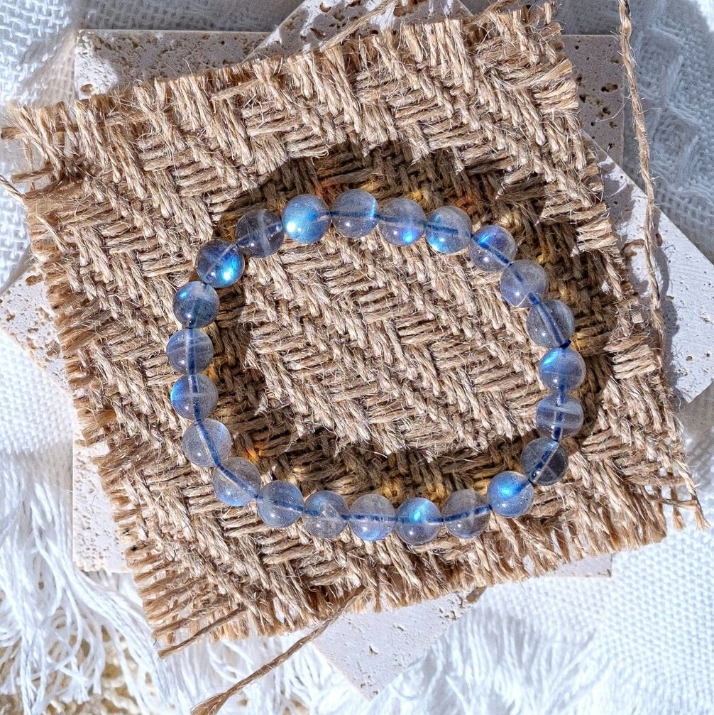 moonstone✨ブレスレットB26112 Natural Moonstone Stone Bracelet 7mm Ice Blue Crystal Stretch