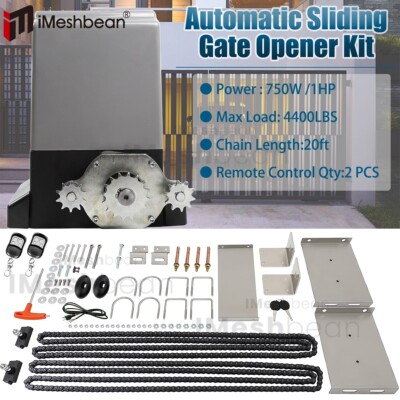 4400lbs Electric Sliding Gate Opener Garage Door Operator Kit w/20ft Chain & RC