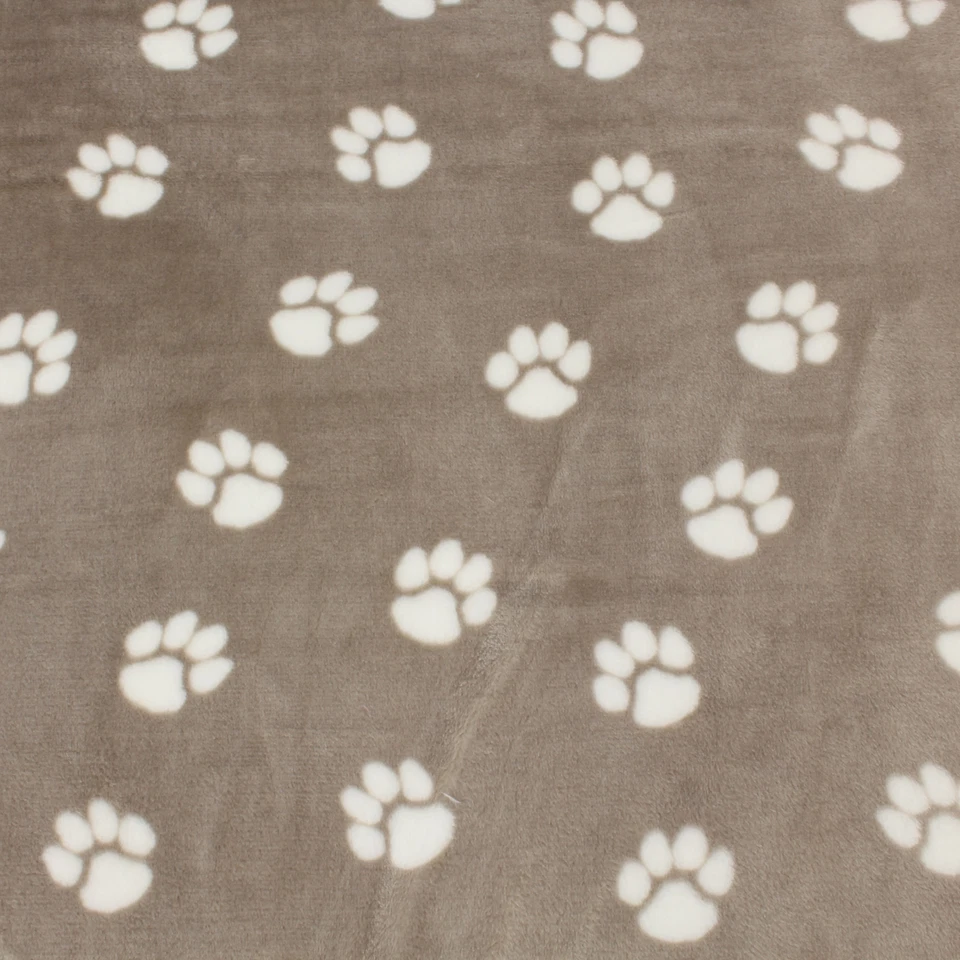 Stoff Meterware Pfotenabdruck Fleece braun weich waschbar bis 30° - Bild 2 von 4