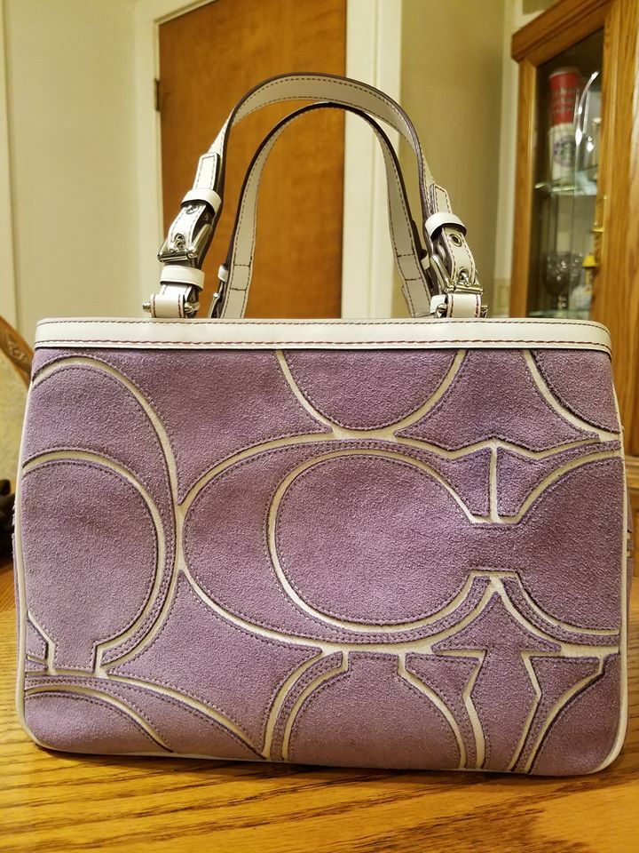 VERY RARE COACH BRAND NEW RETIRED GALLERY TOTE LILAC SUEDE WHITE ONLY 1 ON EBAY image 2