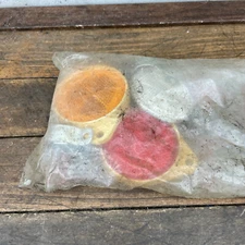 Vintage Frame Reflector Set Gulco Round Clear Amber Red Wheel Clips