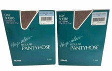 2 Vintage Sears pantyhose sandalfoot Hug-along Full Figure Short Nude