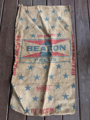 Vintage burlap empty sack BEACON FEEDS Star Graphics