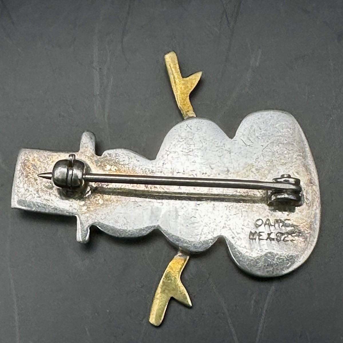 Snowman Brooch Enamel  & Brass Details Pin Signed AHD Mexico Sterling Silver View 4