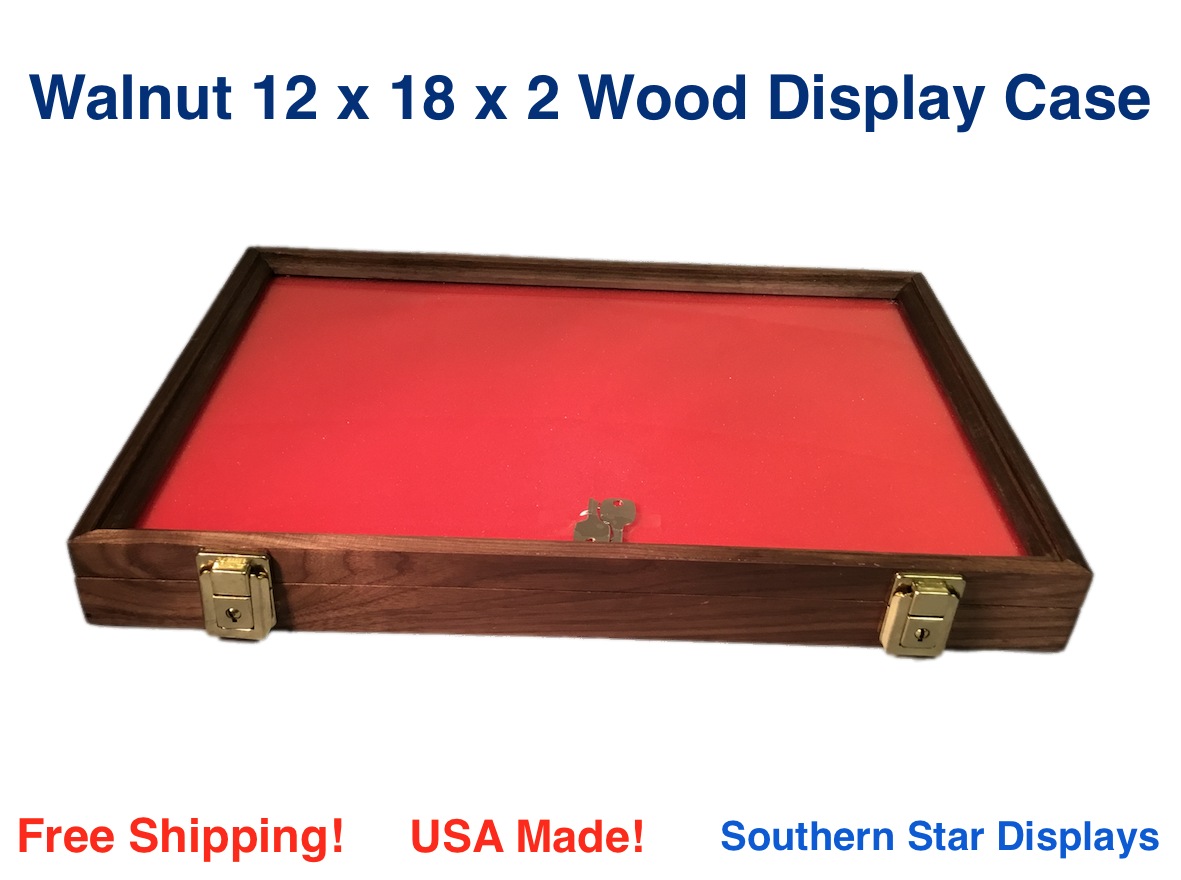 Walnut Wood Display Case 12 X 12 X 2 for Arrowheads Knifes