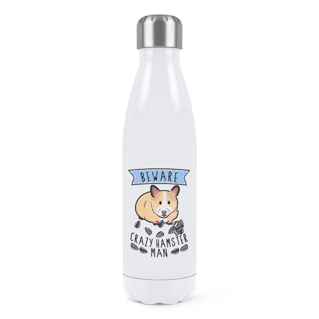 Beware Crazy Hamster Man Double Wall Water Bottle Funny Animal Thermal