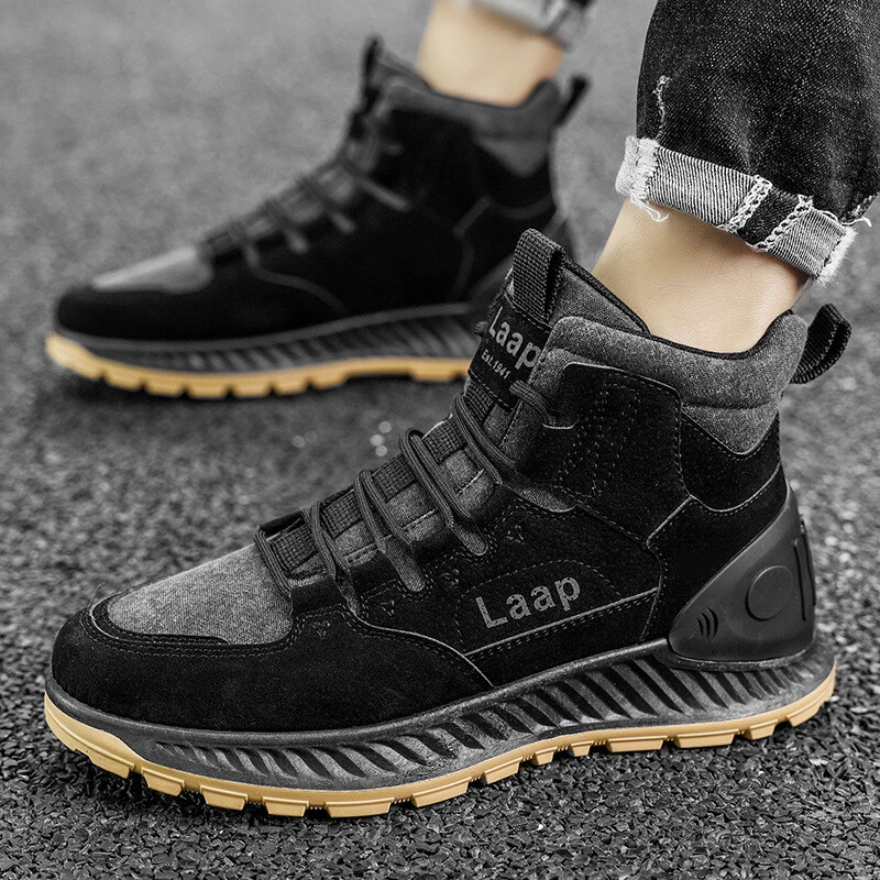 Men Tooling Boots Outdoor Height Increase Shoes Lace Up Leather